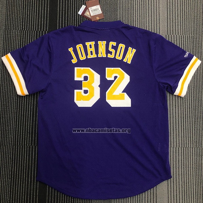 Camiseta Manga Corta Los Angeles Lakers Magic Johnson NO 32 Violeta